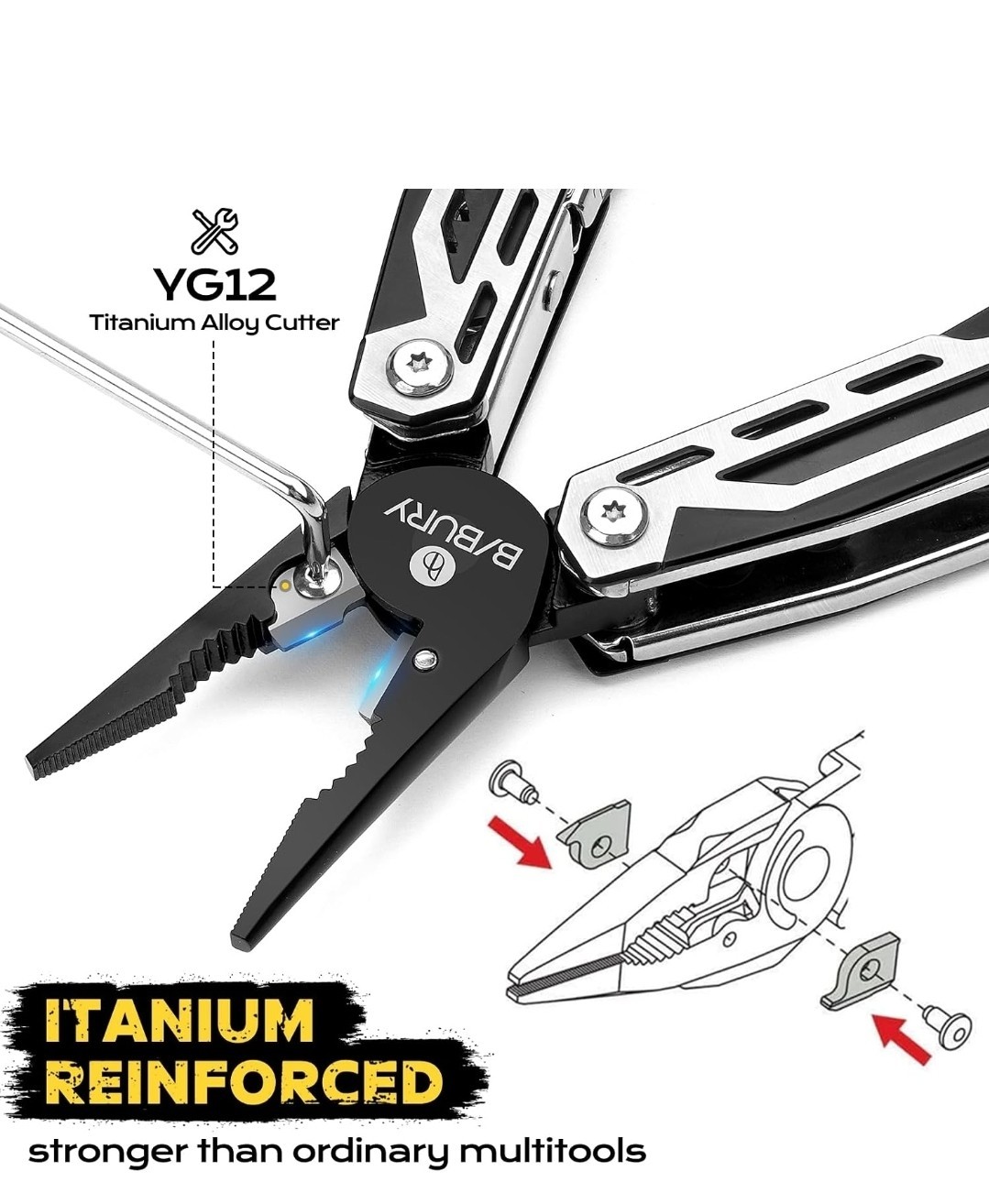 BIBURY Multitool, 21-in-1 Stainless Steel Pocket Knife with Scissors,…