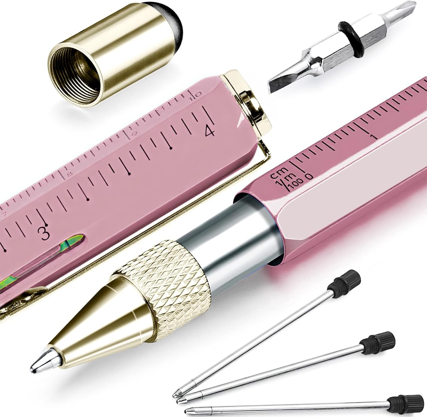 Unique 6-in-1 Pink Multitool Pen – Thoughtful Gift for Men Who Have Everything