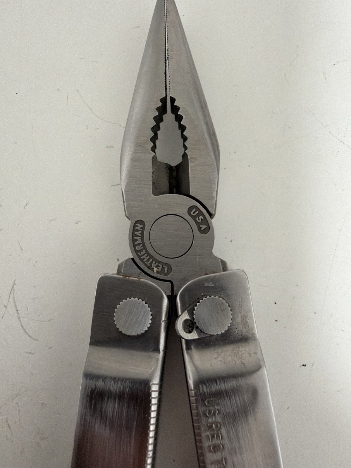 Leatherman Multi Tool With Leather Case VTG U.S.A. PST #1325473 *damaged blade