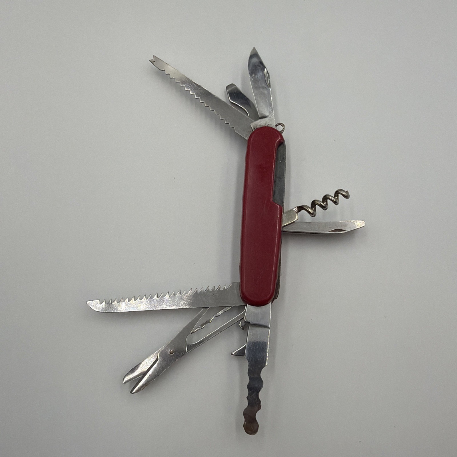 ALLTRADE Red Multi-Tool Knife Saw Corkscrew Stainless Steel Blade Camping
