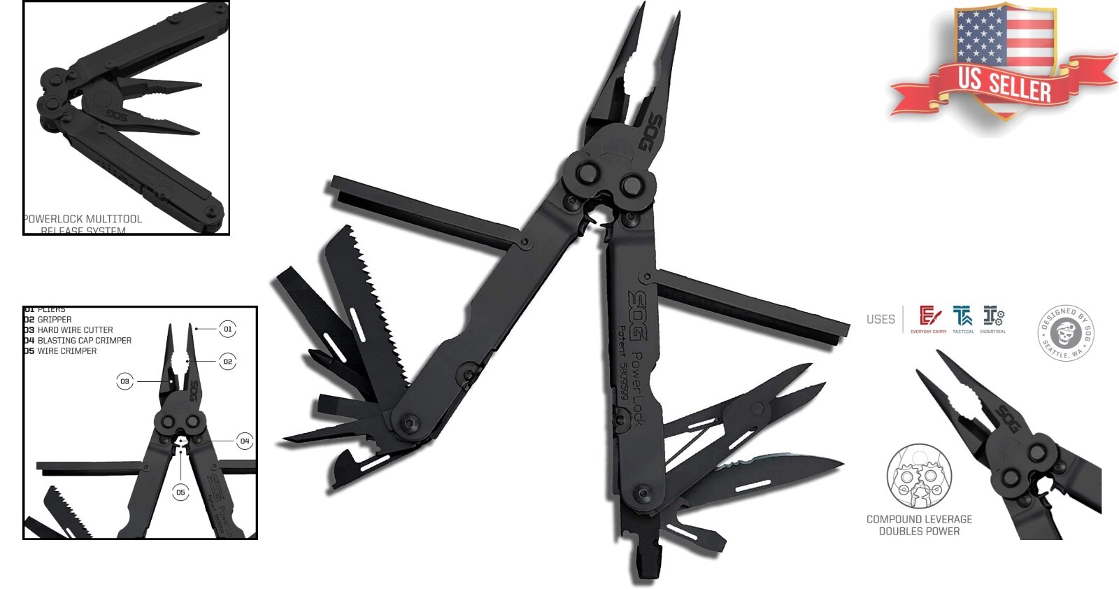 PowerLock Multi-Tool: GSA-Approved, 18 Tools, Corrosion-Resistant Black Steel