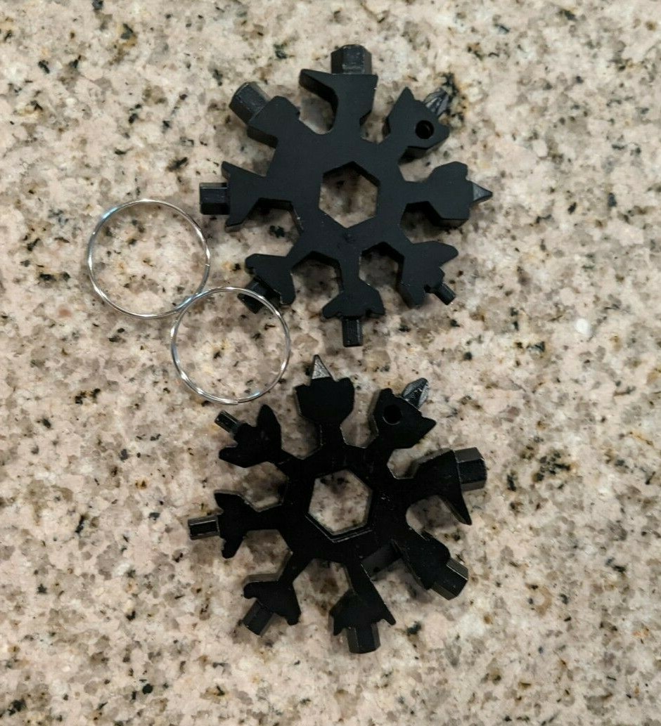 Portable Stainless Steel 18in1 Multi-Tool Snowflake Screwdriver 2 pack black