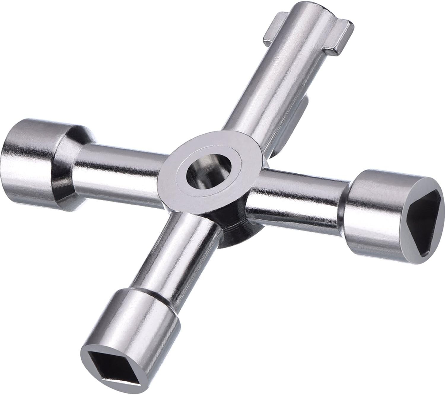 Durable 4-Way Utility Key – Lightweight Zinc Alloy Tool for Cabinets and Valves