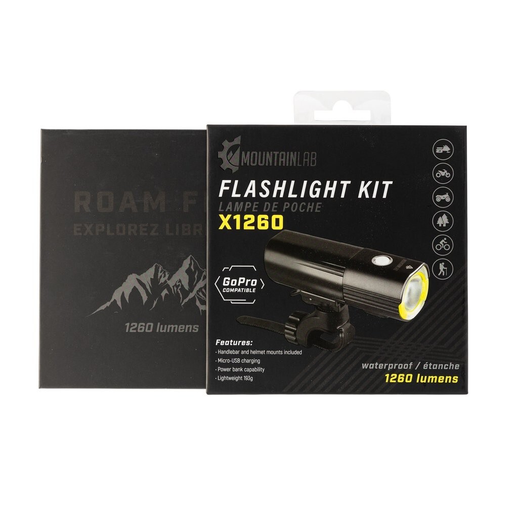 New Mountain Lab Backcountry Flashlight Kit, Snowmobile or Snowbike Helmet Light