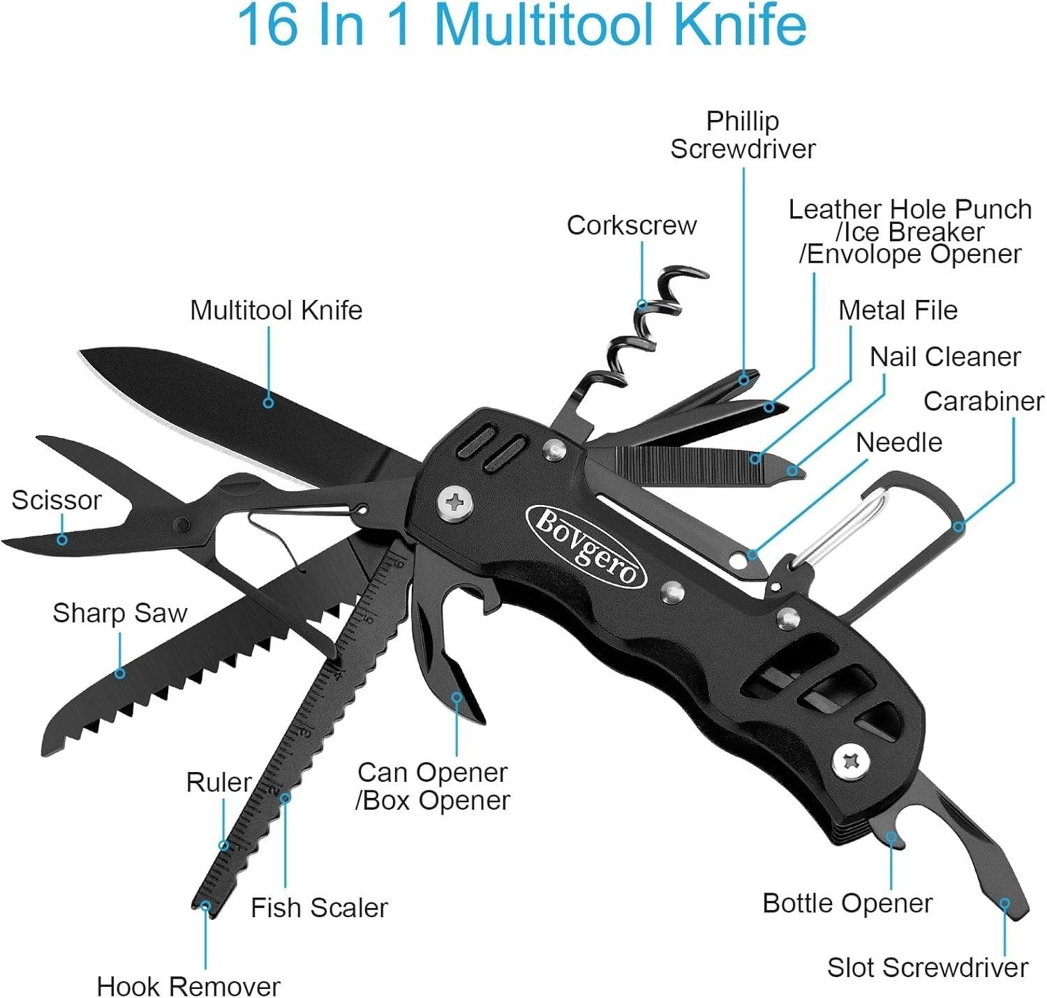 16 in 1 Multitool Pocket Knife Folding Camping Survival Tool for Hiking