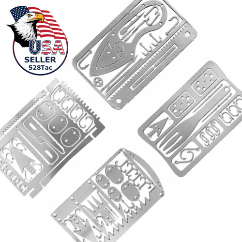Survival Multitool Card 22 in 1,Steel Credit Card Pocket Sized Survival (4pcs)