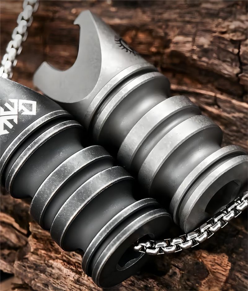 Titanium Multi Tool Bottle Opener Paracord Pendant Knife Bead Wrench Outdoor EDC