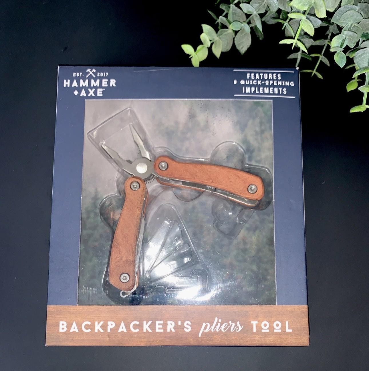 Hammer + Axe Backpacker’s Pliers Multi-Tool Wood Handle Camping EDC New In Box