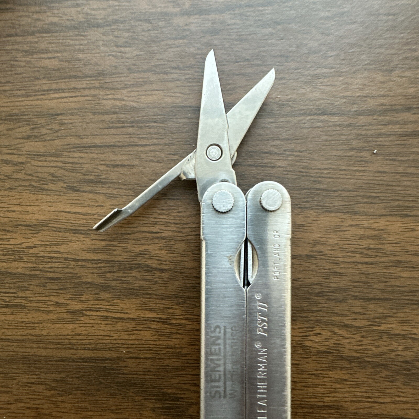 2002 “Siemens” Leatherman PST II Leather Sheath, Scissors, fish hook file, combo