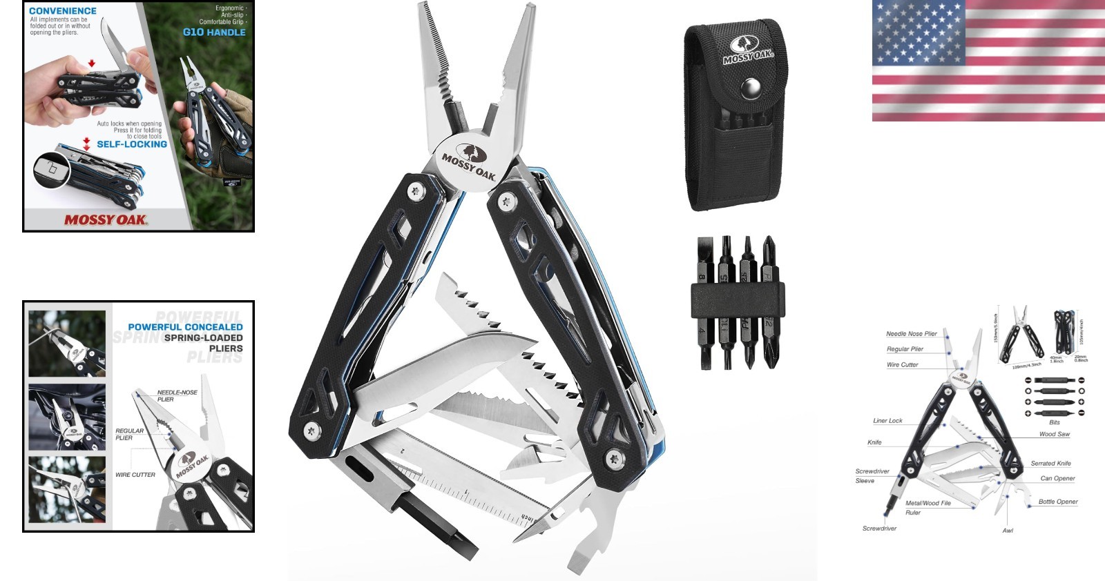 21-in-1 Stainless Steel Multitool with G10 Handle & Sheath – Perfect for Outd…