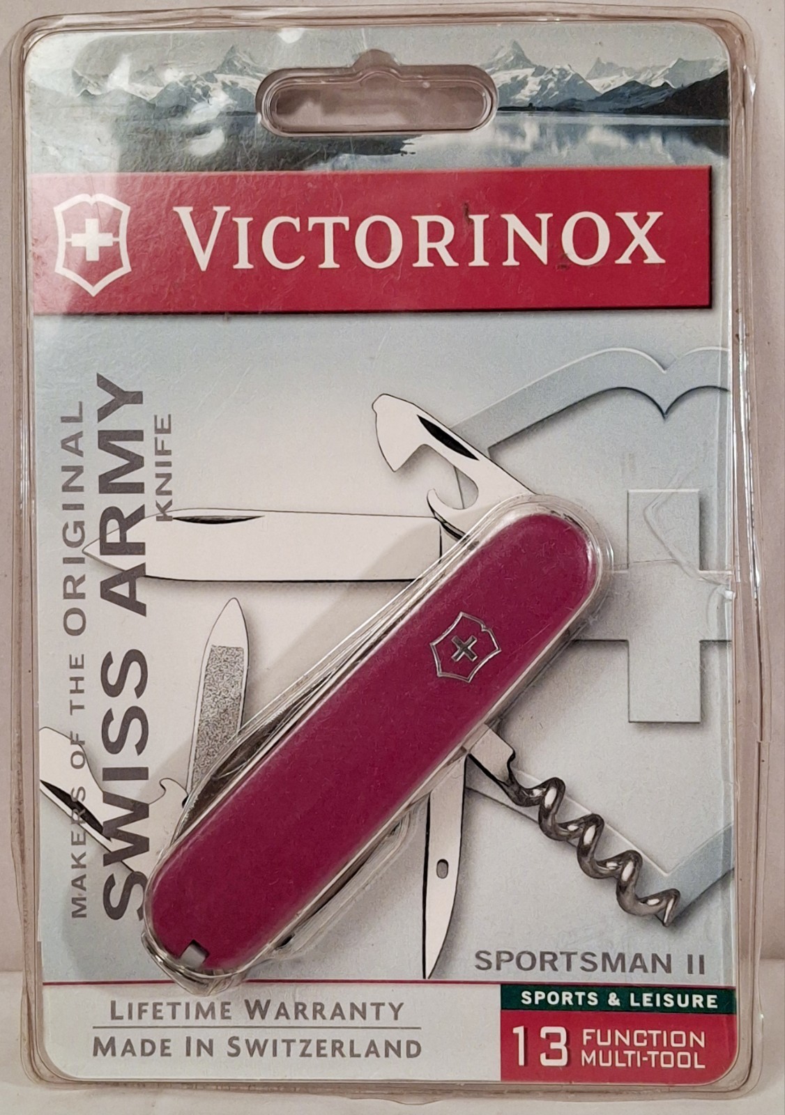 Victorinox Red Multi-Tool Knife Stainless Steel Blade File Corkscrew Opener New.