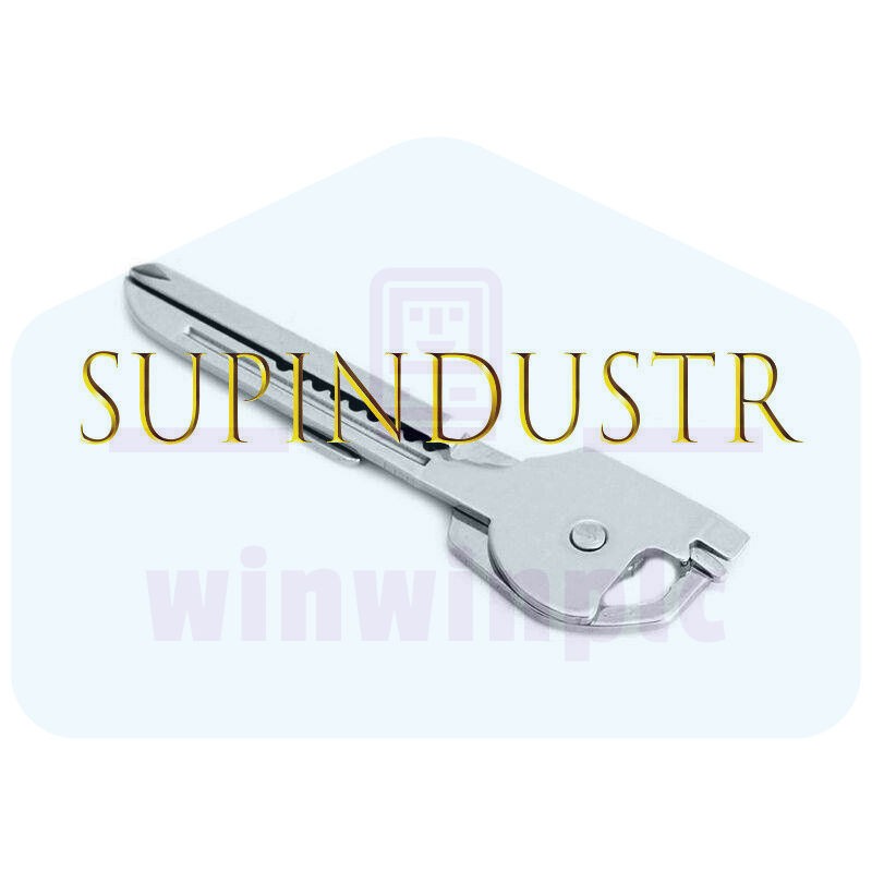 .1Pcs 6-in-1 Utili Key Tool Keyring Keychain Multifunction Stainless Steel