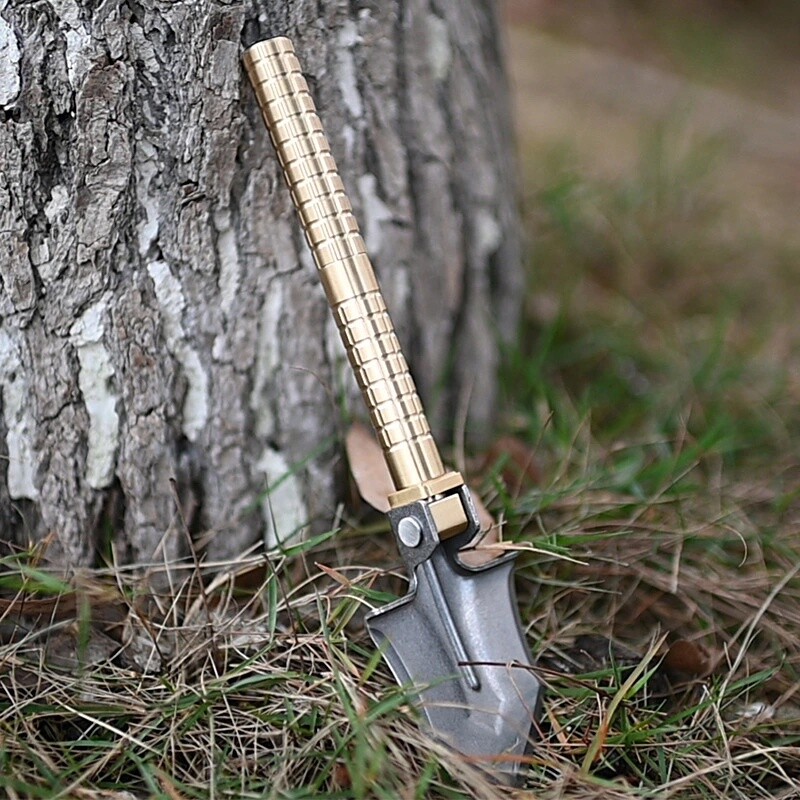 Brass Outdoor Portable Mini Multi EDC Shovel Engineer Digging Gardening Shovel