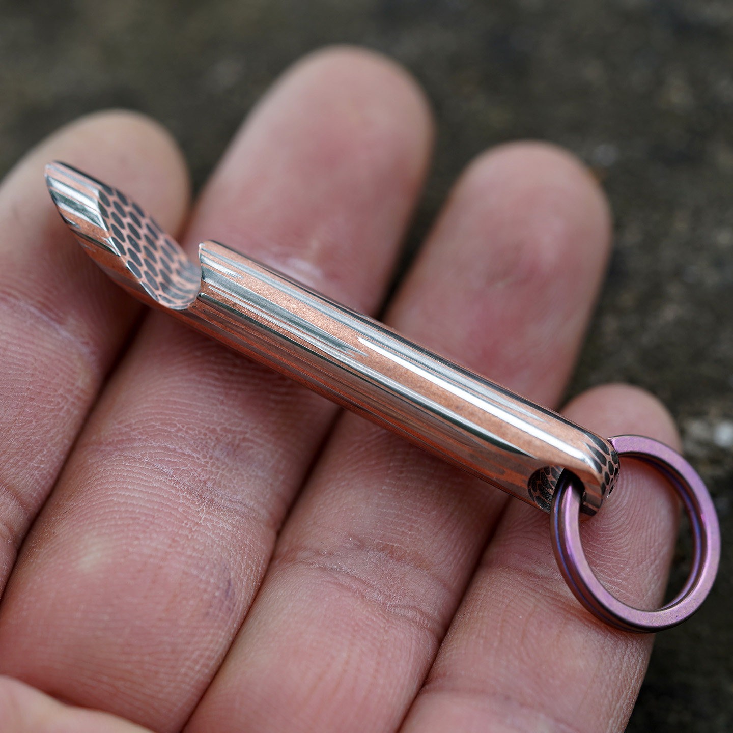 High quality EDC Tool Collectibles Titanium zirconium alloy Asp60 Damascus 59mm
