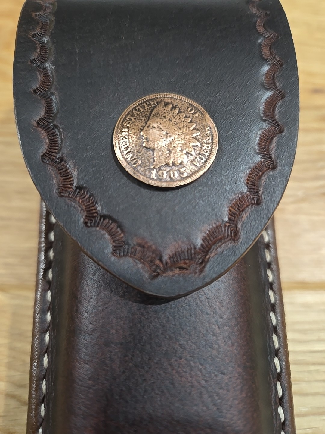Gerber MP600 or Diesel multi tool sheath. Sheath only. 1905 Indian Cent snap.