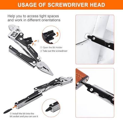11-in-1 Adjustable Ratchet Wrench Multitool, Foldable EDC Tool with Pliers, Knif