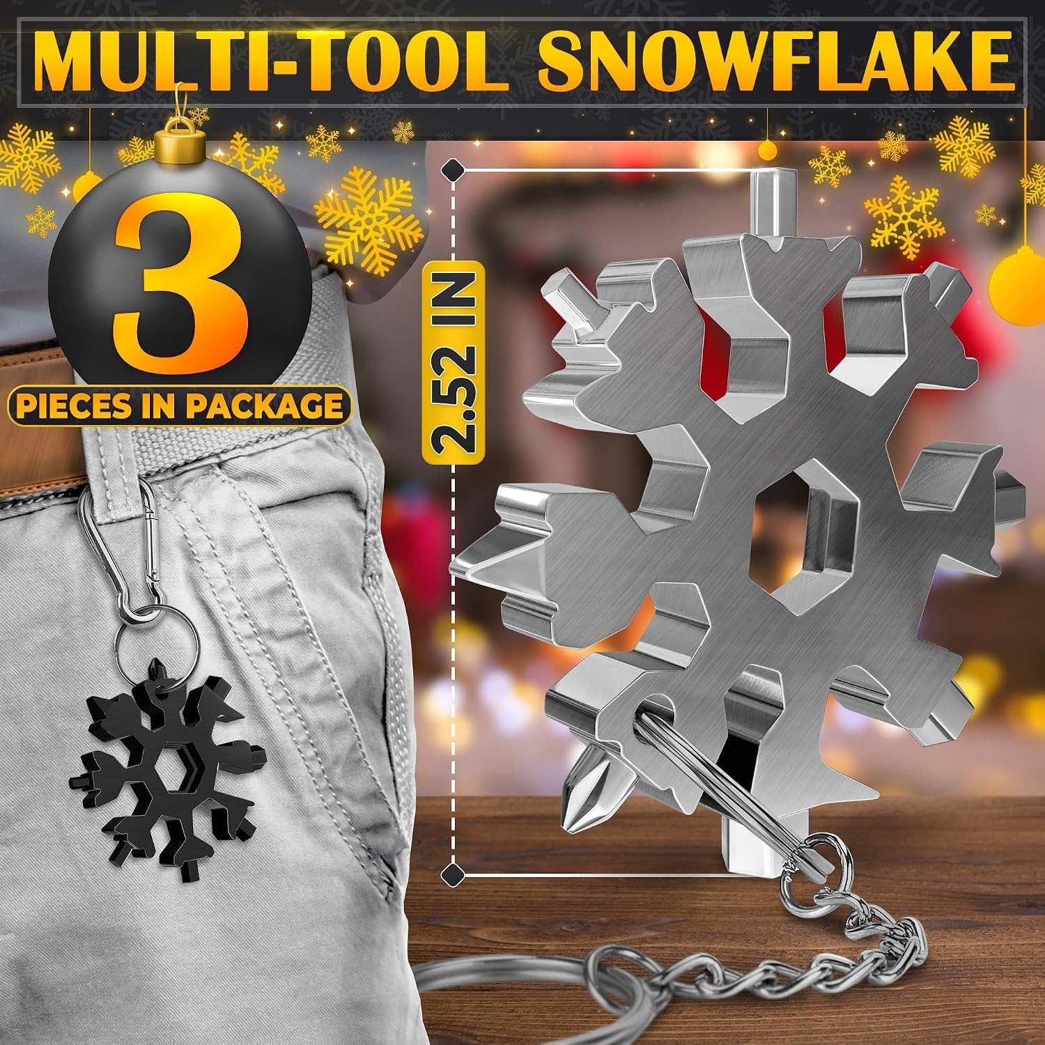 18 in 1 Snowflake Multi Tool Set of 3 – Compact and Portable Stainless Steel