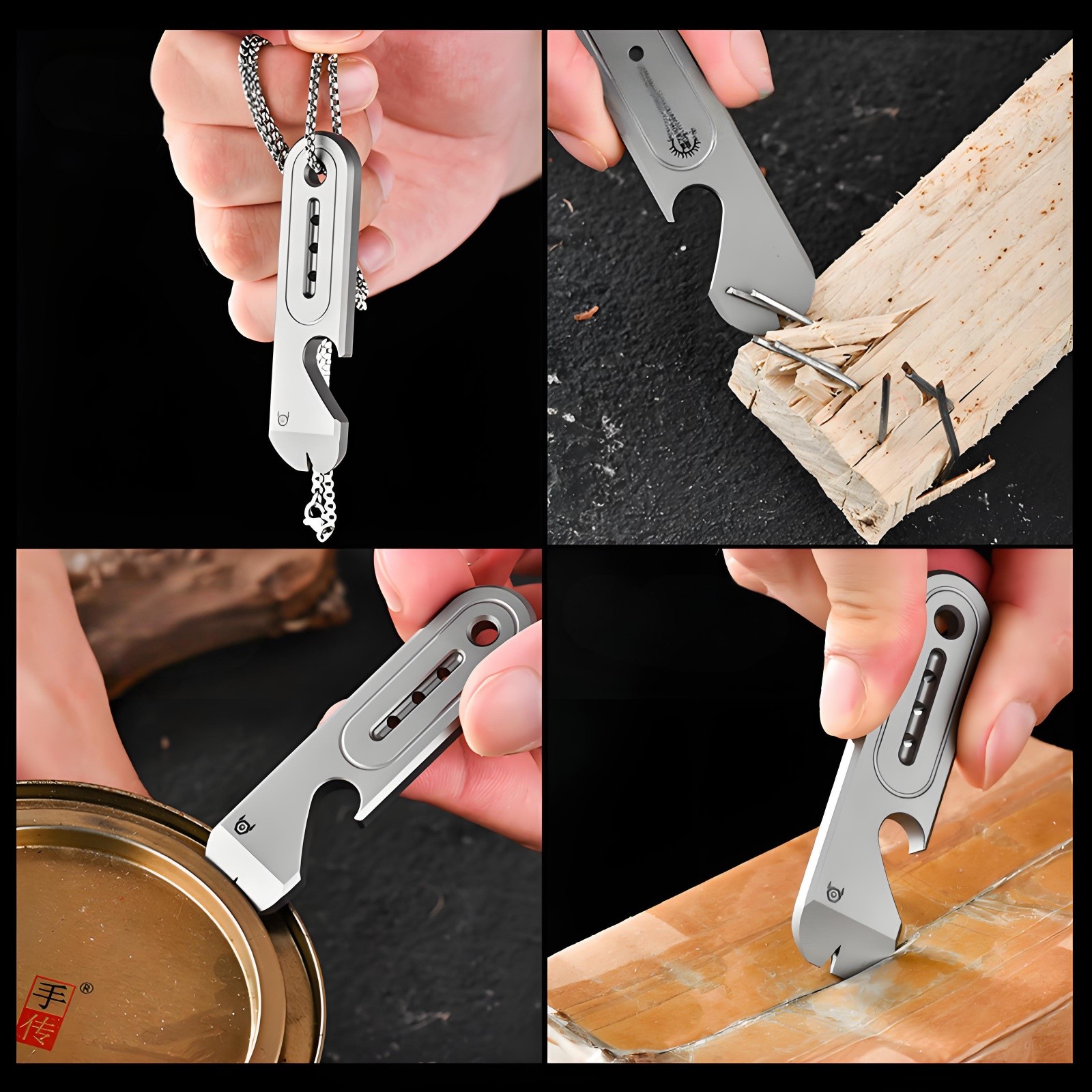 Titanium Alloy Pocket Pry Bar Keychain Outdoor Gear EDC Mini Multi Tool