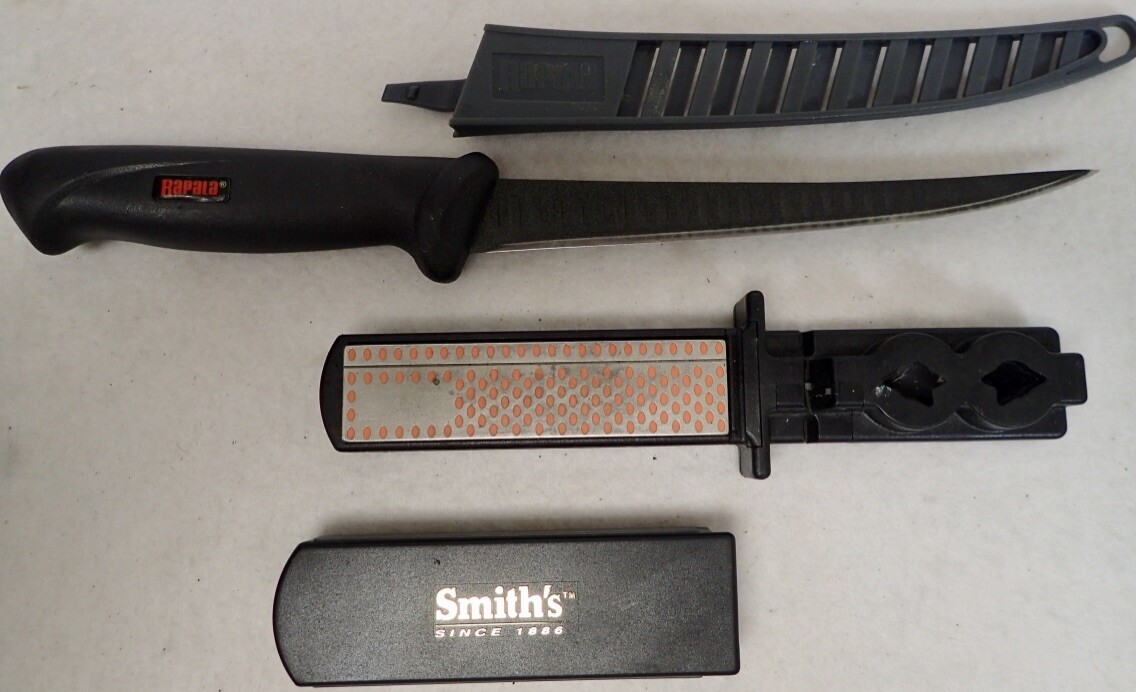 SMITH’S Diamond 3 in 1 Knife Tool Hook Sharpening System & RAPALA Fishing Knife
