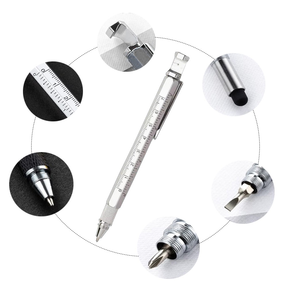 Multi-Function Pen w/ Screwdriver, Ruler, Phone Holder, Stylus ， Bottle Opener