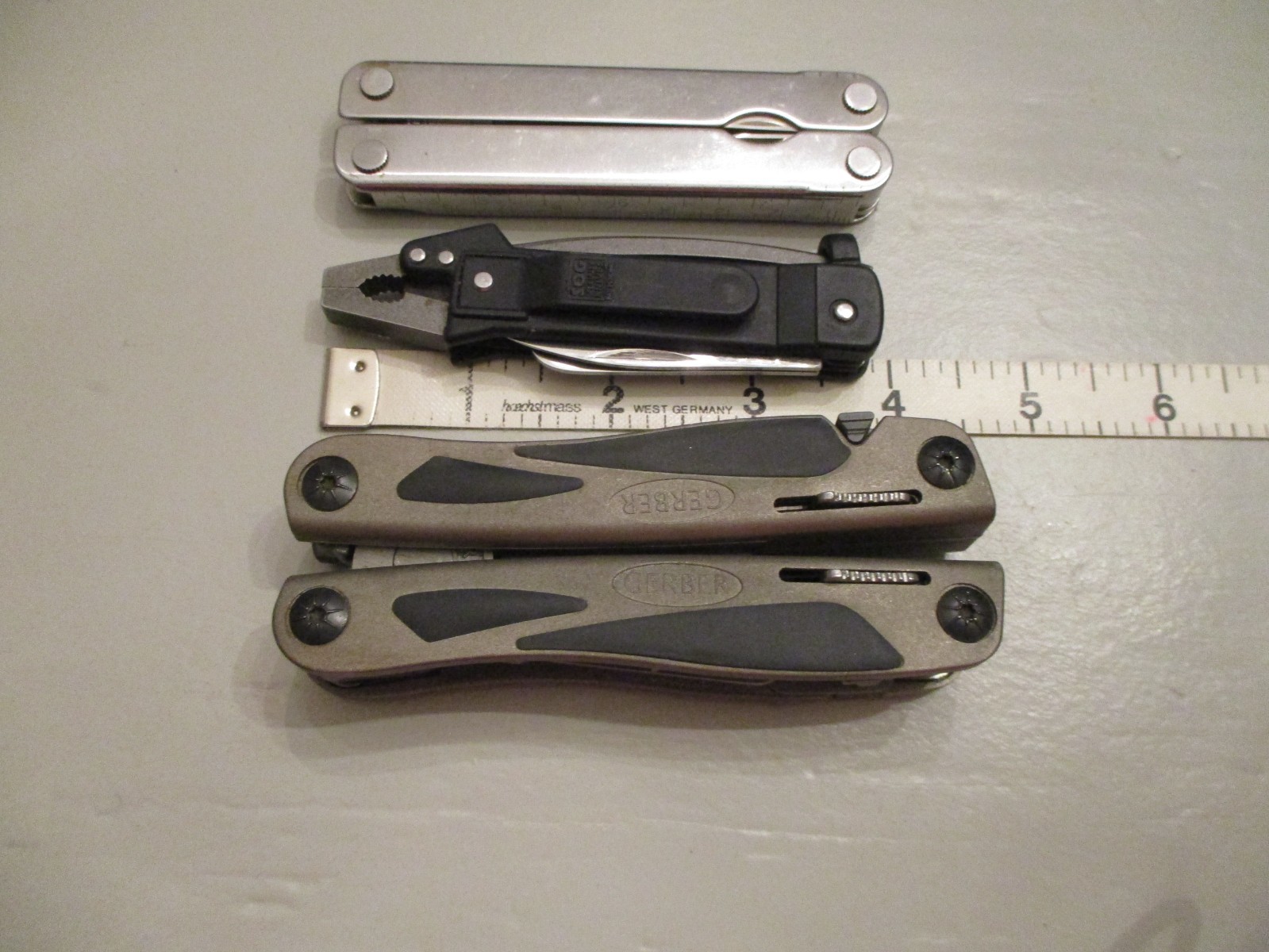 MULTI-TOOL SET (3) GERBER MP800 LEGEND+LEATHERMAN+SOG w/2 LEATHER CASES – NICE!