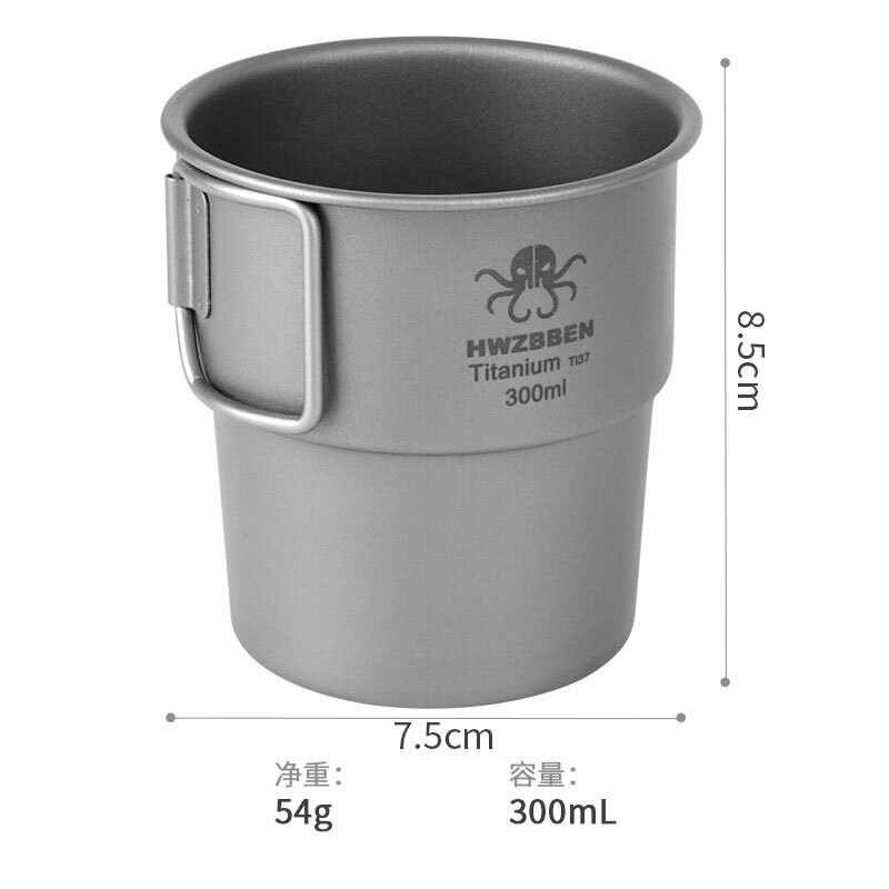 New EDC Outdoor Camping Pure Titanium Coffee Water Cup Portable Folding Mug Cup