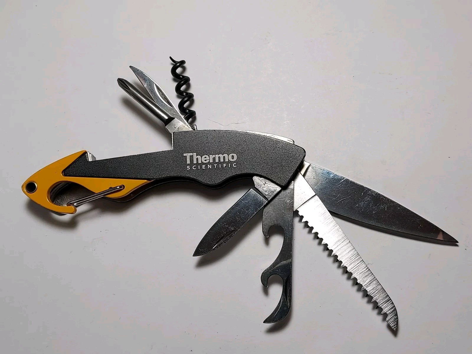 Knife Multi Tool EDC advertising Thermo Scientific – blade, saw, corkscrew