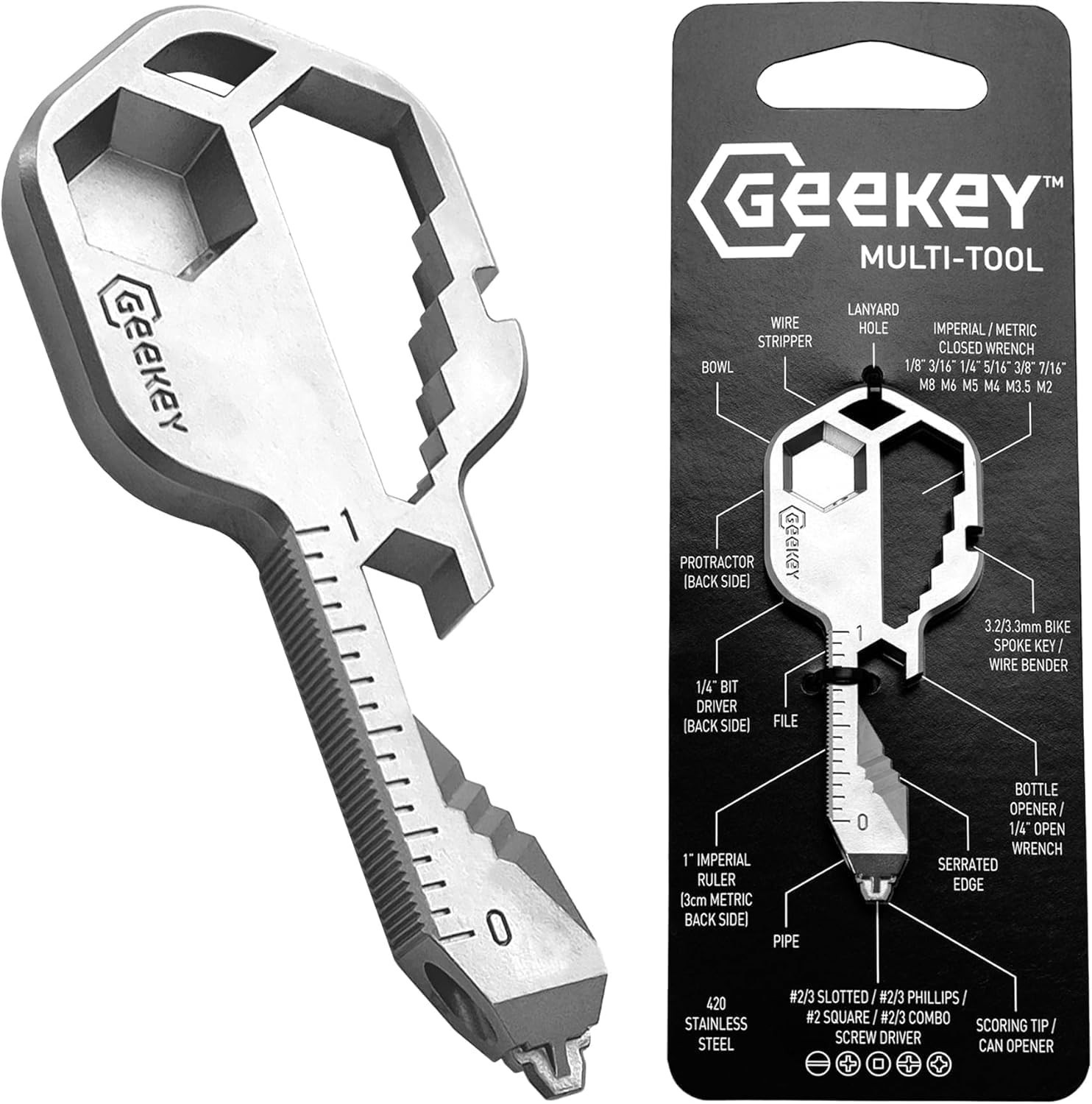 Keychain Multitool – EDC Tool with 16+ Functions | Small Bottle Opener keycha…