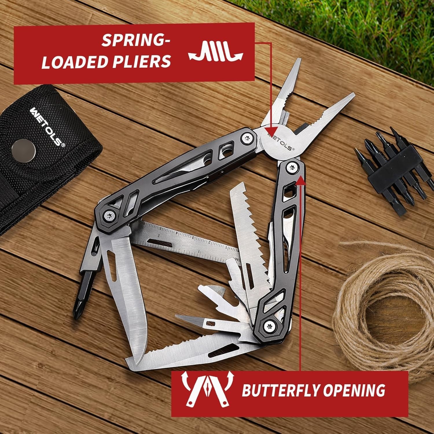 21 Tools in One: Durable Stainless Steel Multitool with Safety Features & Sheath