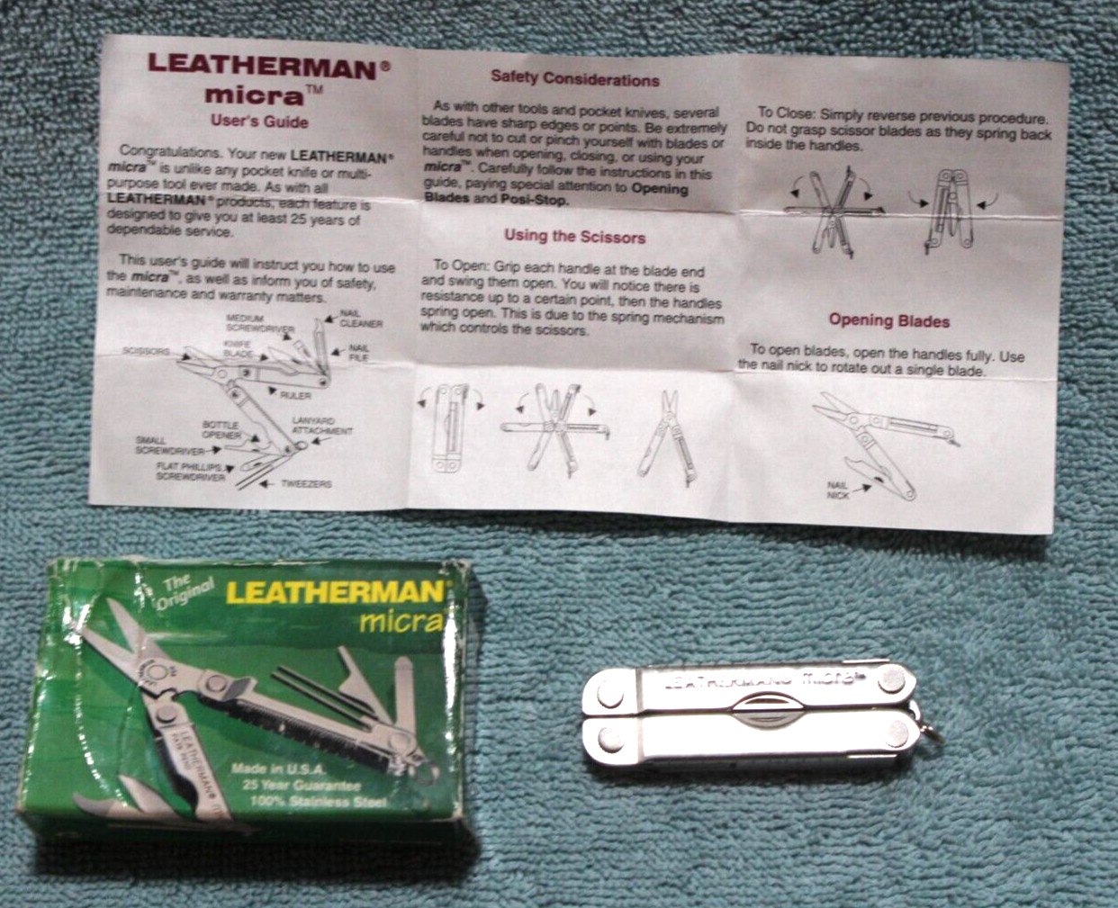 Vintage The Original Leatherman Micra w/Instructions, Box, Lanyard VGC