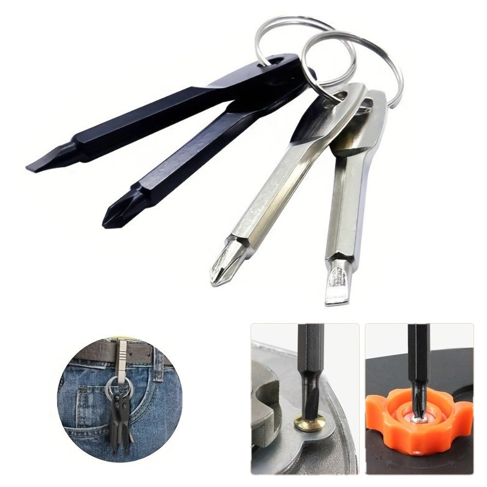 2Pcs Keychain Screwdriver EDC Tool Set Outdoor Carrying Mini Tool with KeyChain