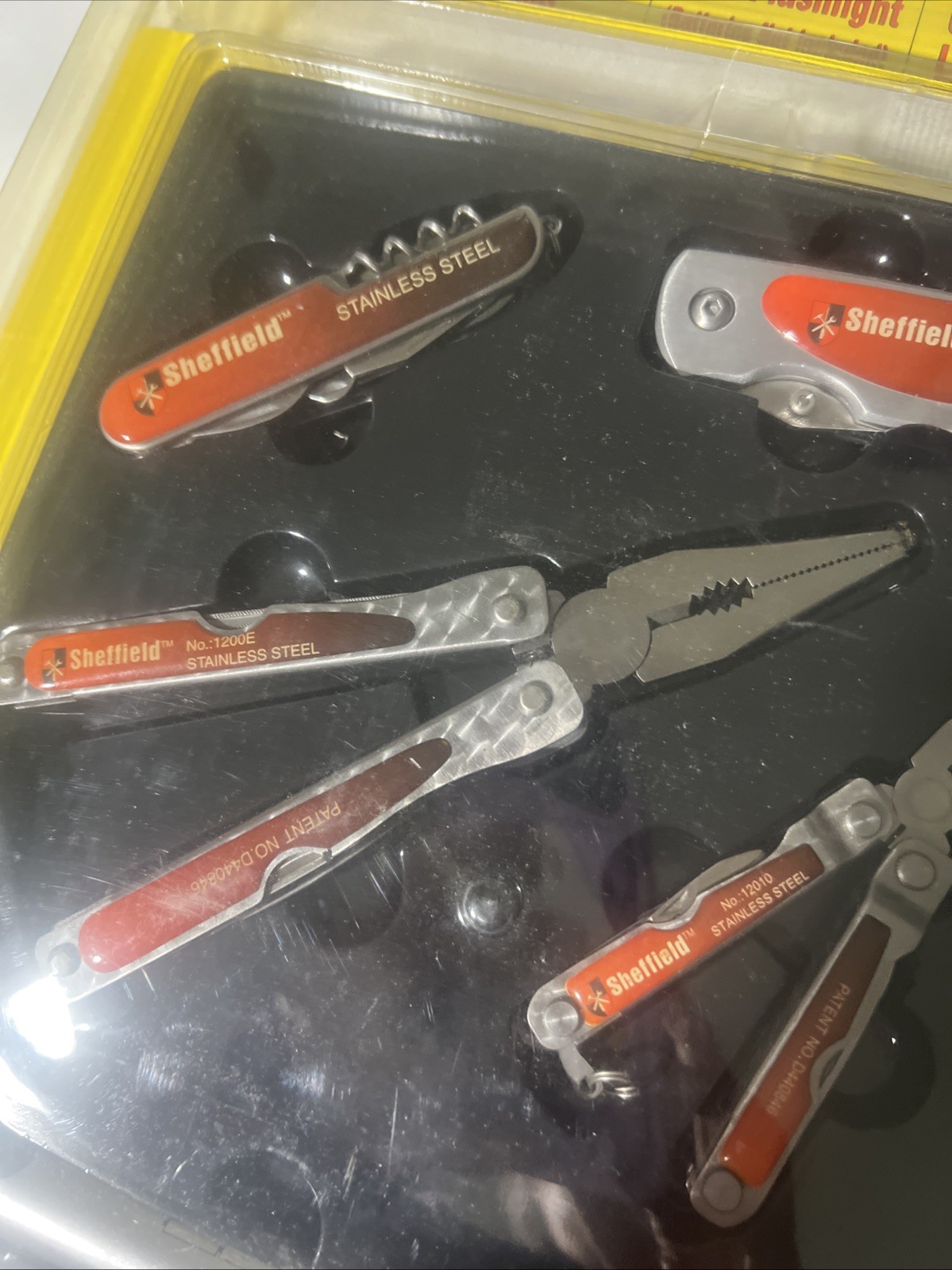 NIP Sheffield Brand NOS 6 Pc Tool Kit 3 Pocket Knife 2 Multi Tool & Flashlight