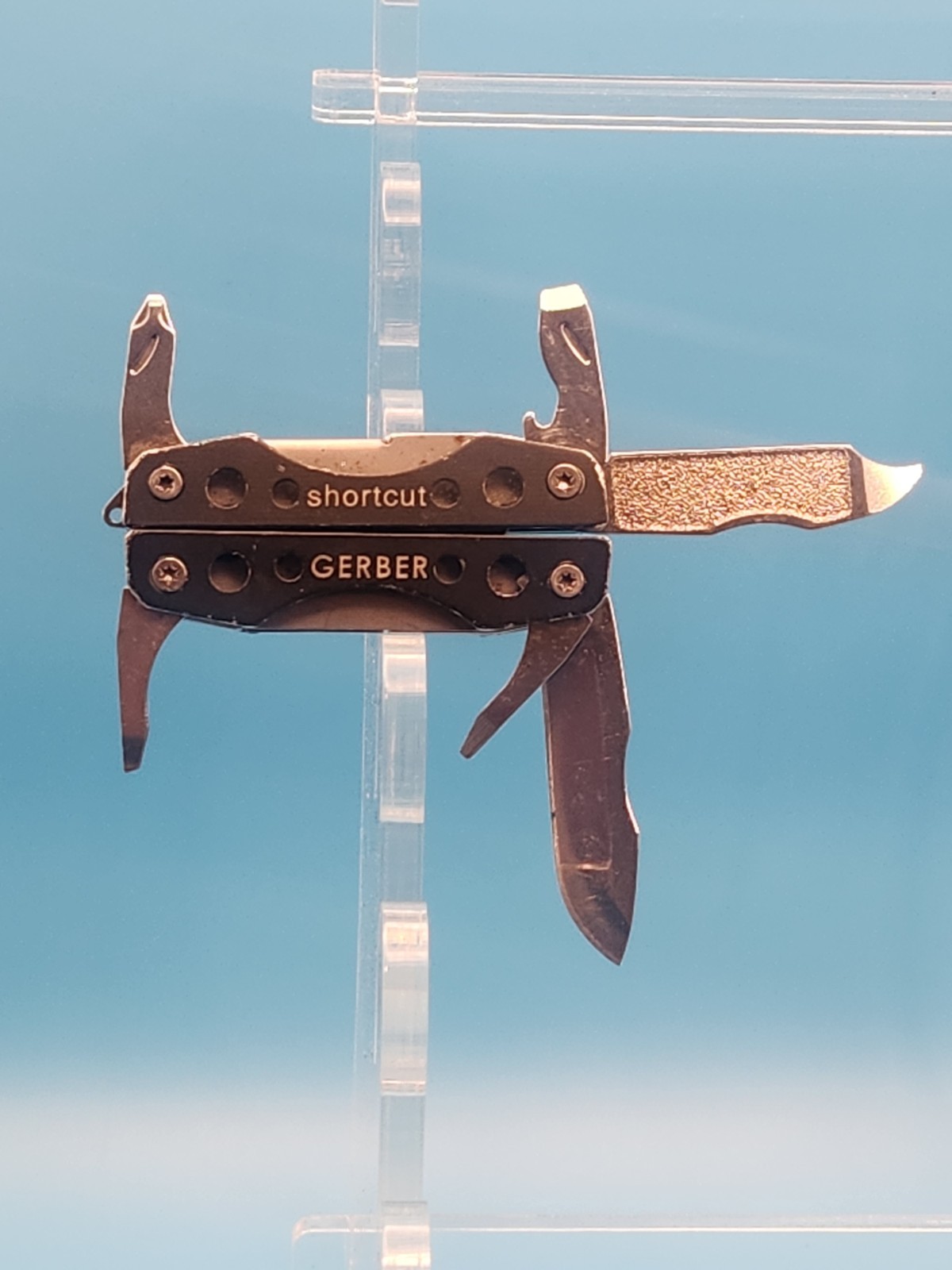 Gerber Shortcut Multi Tool Gray EDC Folding Knife with Scissors and 9 Tools