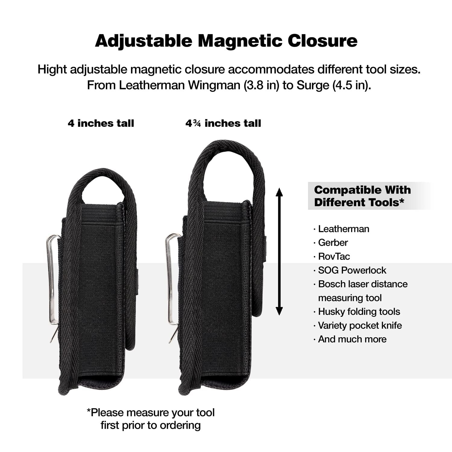 Perilogics Magnetic Tool Sheath for Leatherman – Nylon Belt Pouch Fits Wave Plus