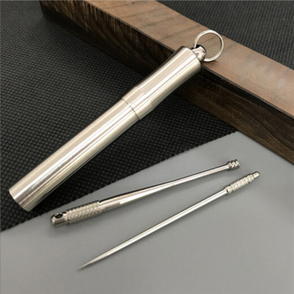 Titanium Alloy Toothpick Earpick Mini Tweezer Portable Container EDC Multi Tool