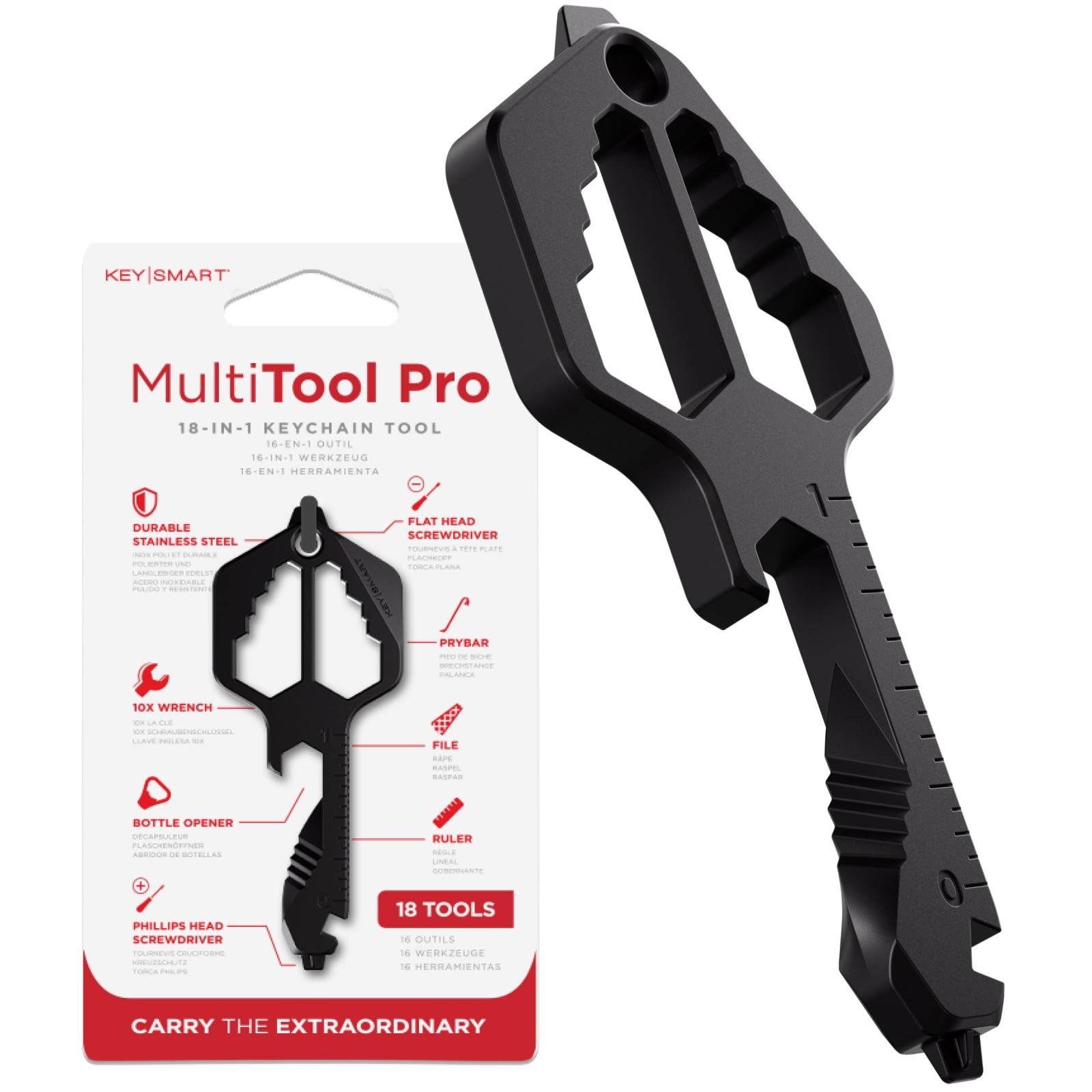 18-in-1 Multifunction Key Shaped Multi-Tool Pocket Keychain, EDC Gear, 3 Pack