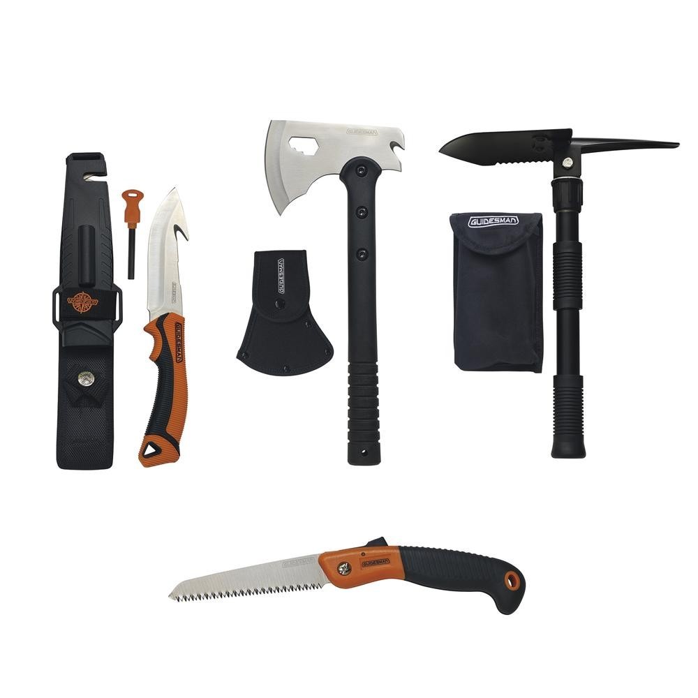 4 PIECE SURVIVAL TOOL SET – SURVIVAL, CAMPING, HUNTING. AX, KNIFE, SHOVEL, SAW