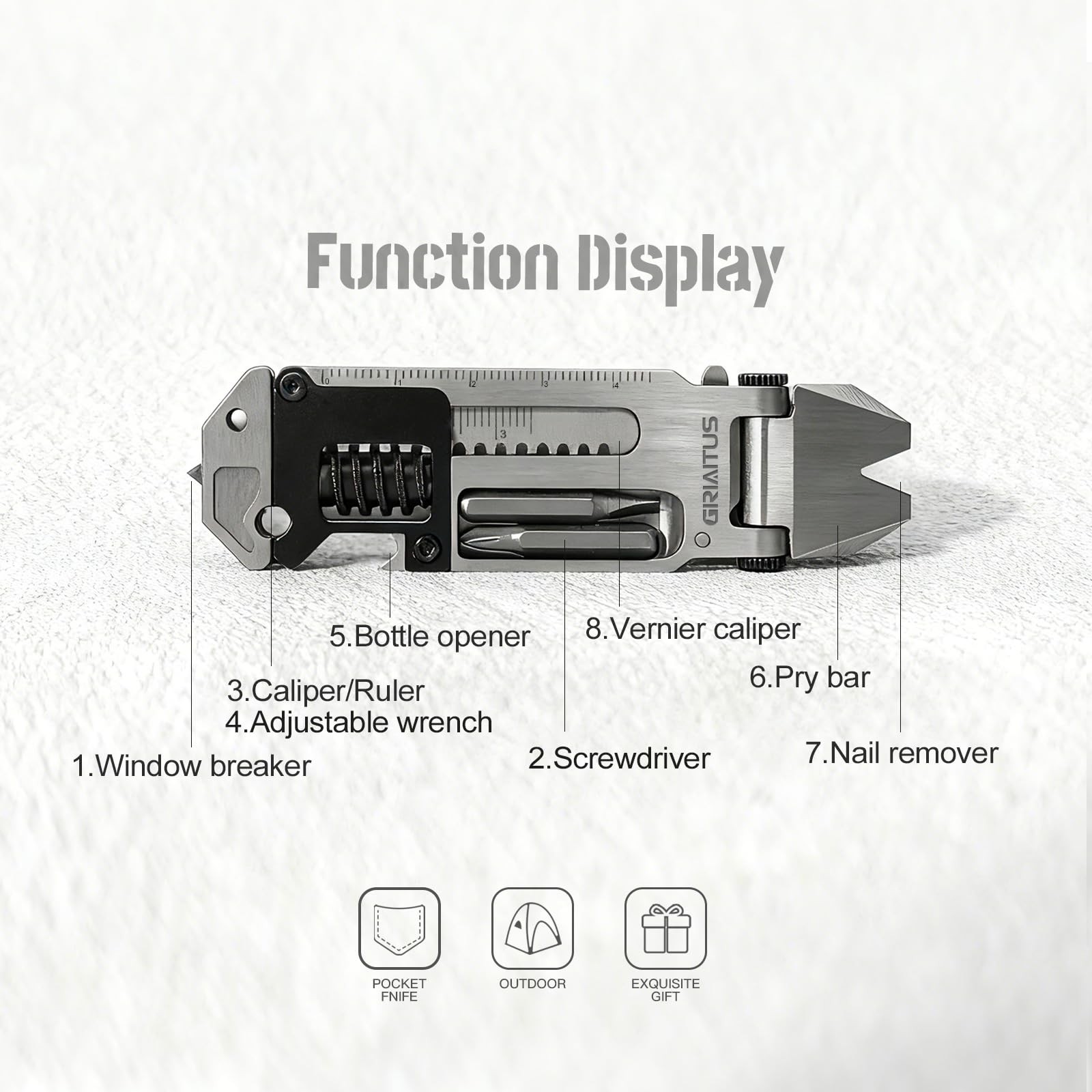EDC Gear Pry Bar EDC 7 in 1 Multitool with Keychain, Bottle Opener, Screwdriv…