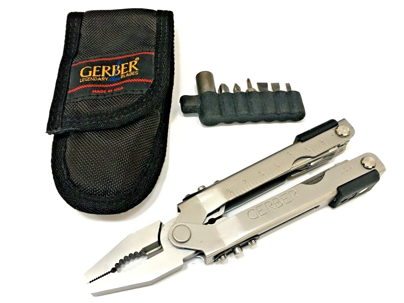 Gerber Stainless Steel Multitool Plier 12 tools w/6 bit in Ballistic Nylon Case