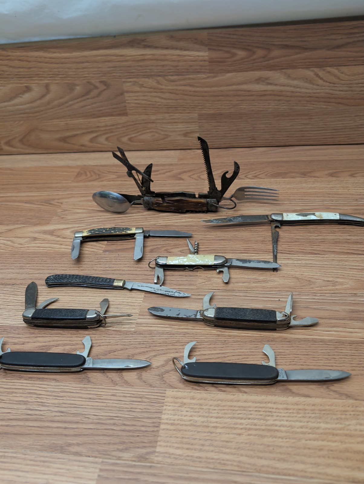 Vintage Stainless Steel Blade Pocket Survival Folding Multi-tool – Lot Of 9