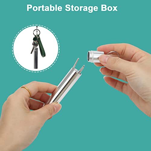 3 Pcs 2 Set Metal Toothpicks Kit Reusable Titanium with Pocket Toothpick Holder