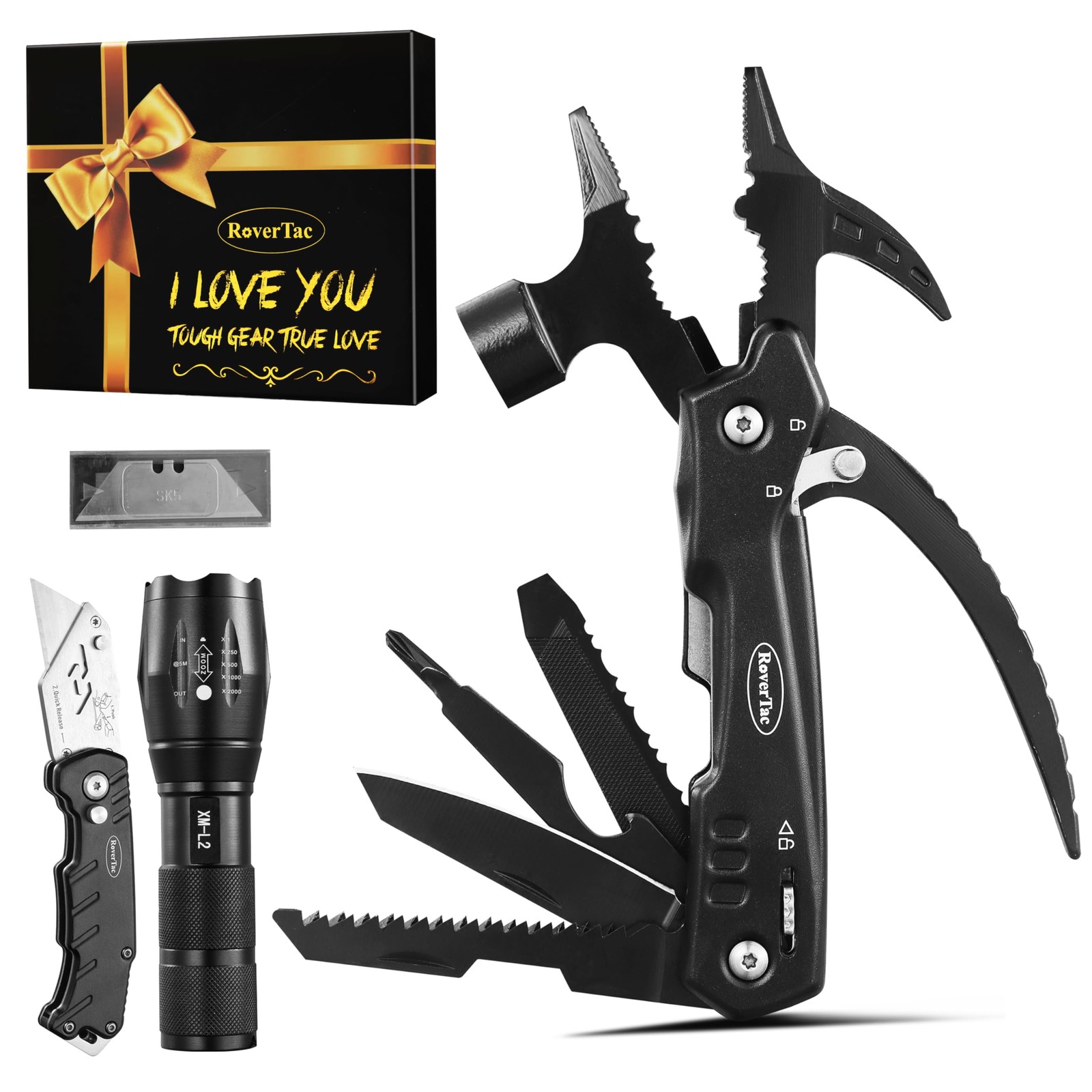 Multitools Gift Set – 12in1 Multi Tool Hammer, LED Flashlight,…