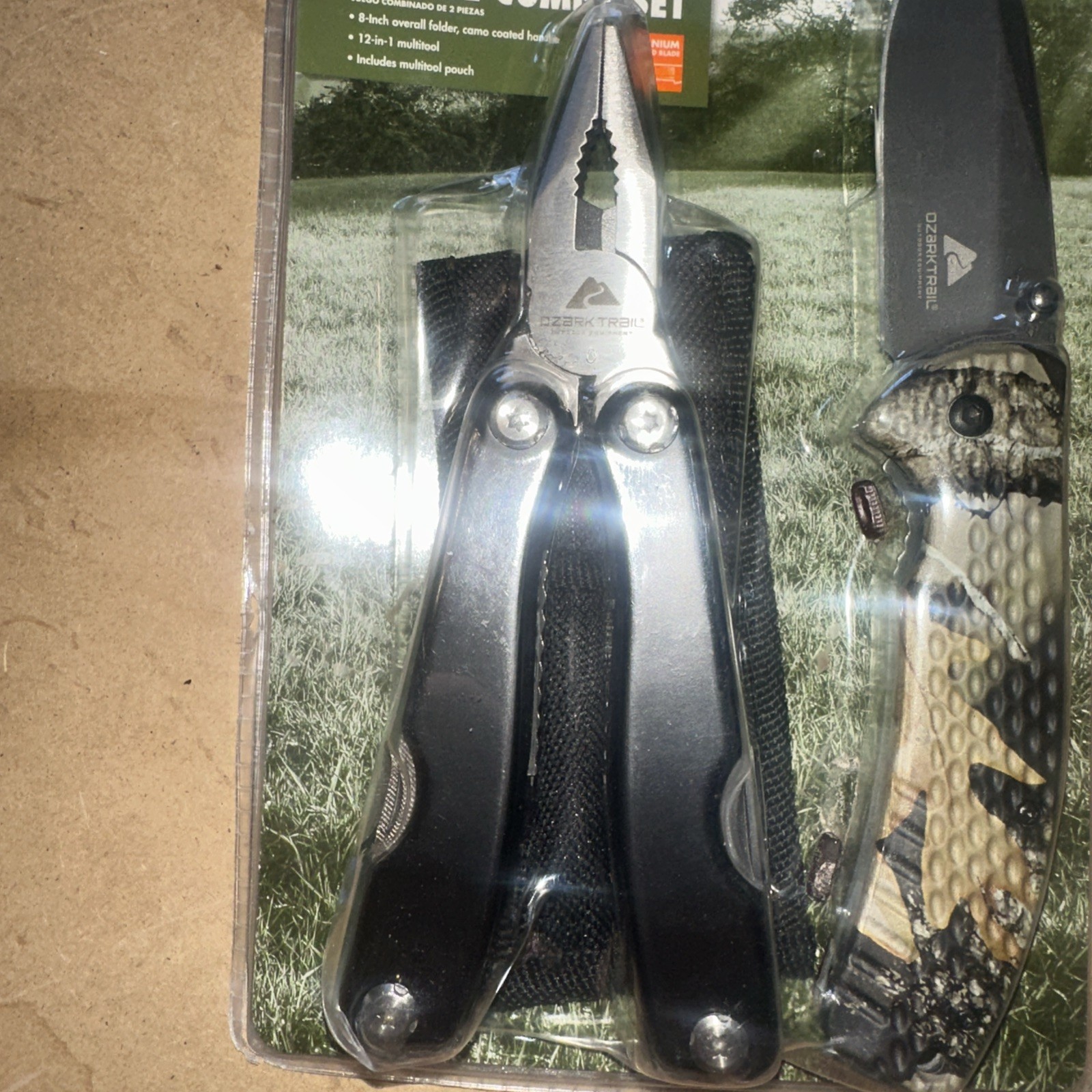 OZARK TRAIL Outdoor Hunting 2-Pc 8″ Folder Camo Knife & 12-in-1 Multi-tool Combo