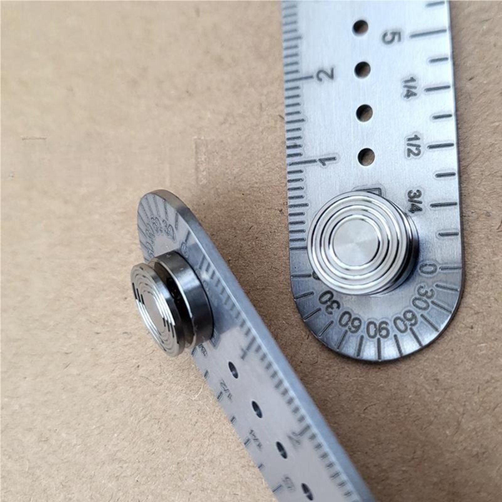 Titanium Alloy Ruler Compass Protractor Scale CM Inch Keychain Portable EDC Tool