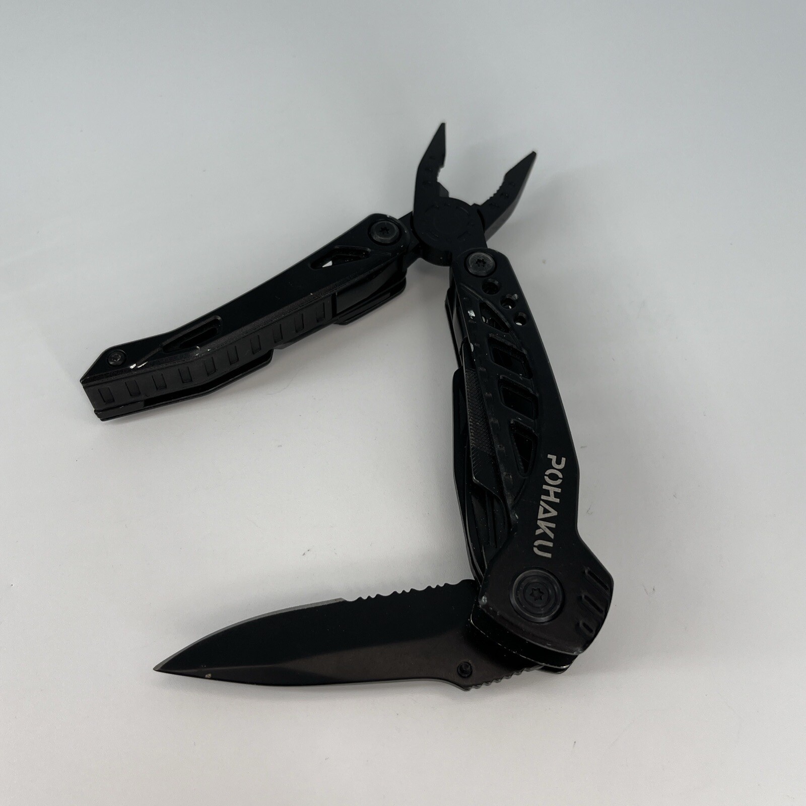 Pohaku Black Stainless Steel Multi Tool Knife, Pliers, File & More Nylon Sheath