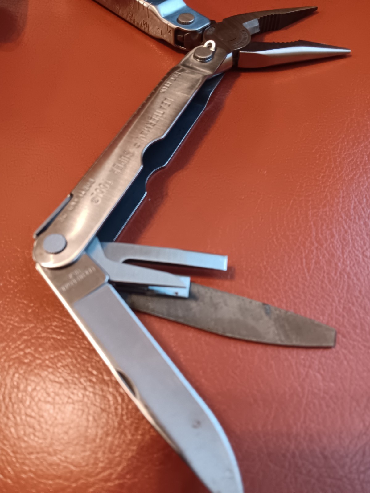 Original Vtg Leatherman Super Tool Pat. Pending w/leather Sheath #0201 CLEAN ++