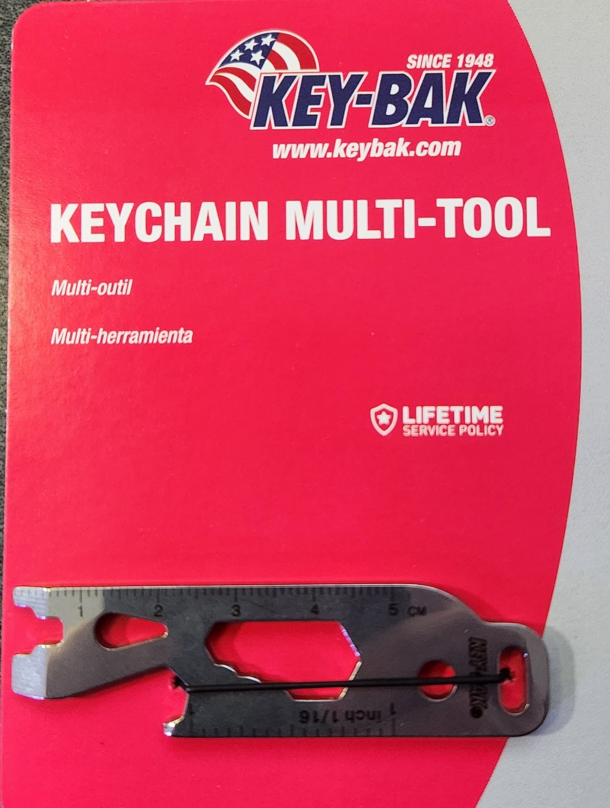 4/Pk Key-Bak Multi-Tool Keychain 0AC2-0101 Stainless Steel EDC Pocket Tool Ruler