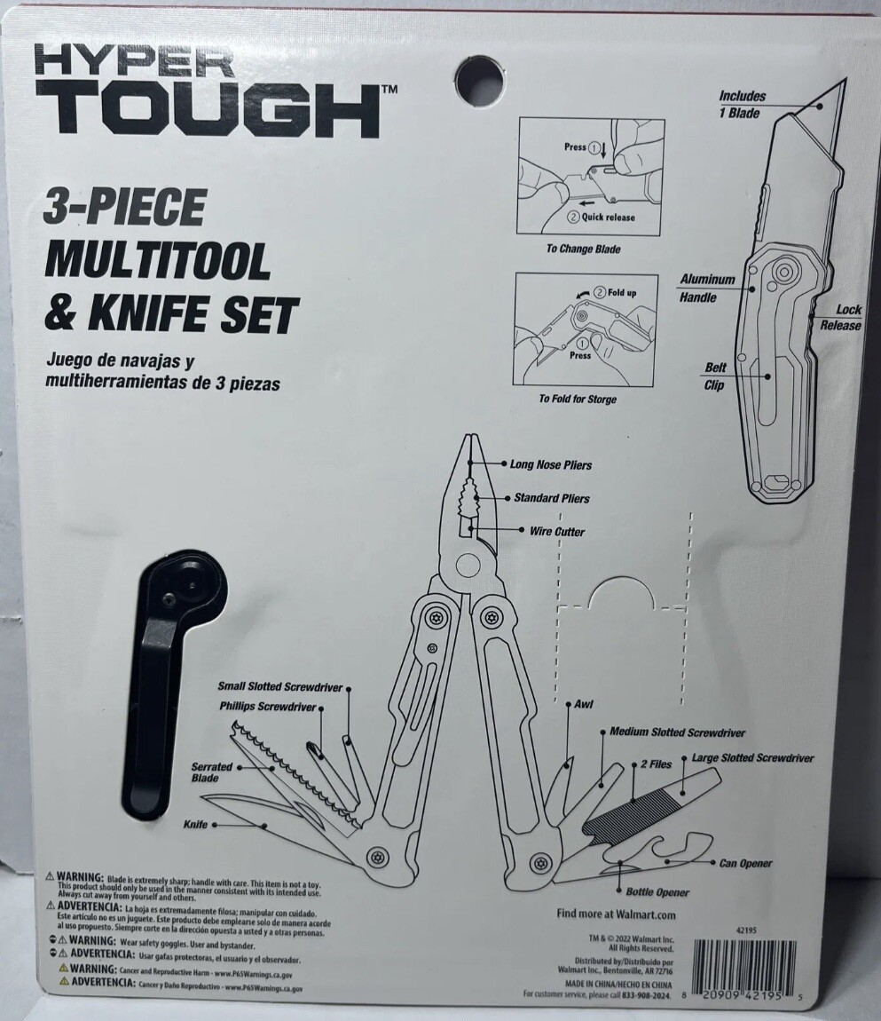 Hyper Tough 3 Piece Multi tool And Knife Set