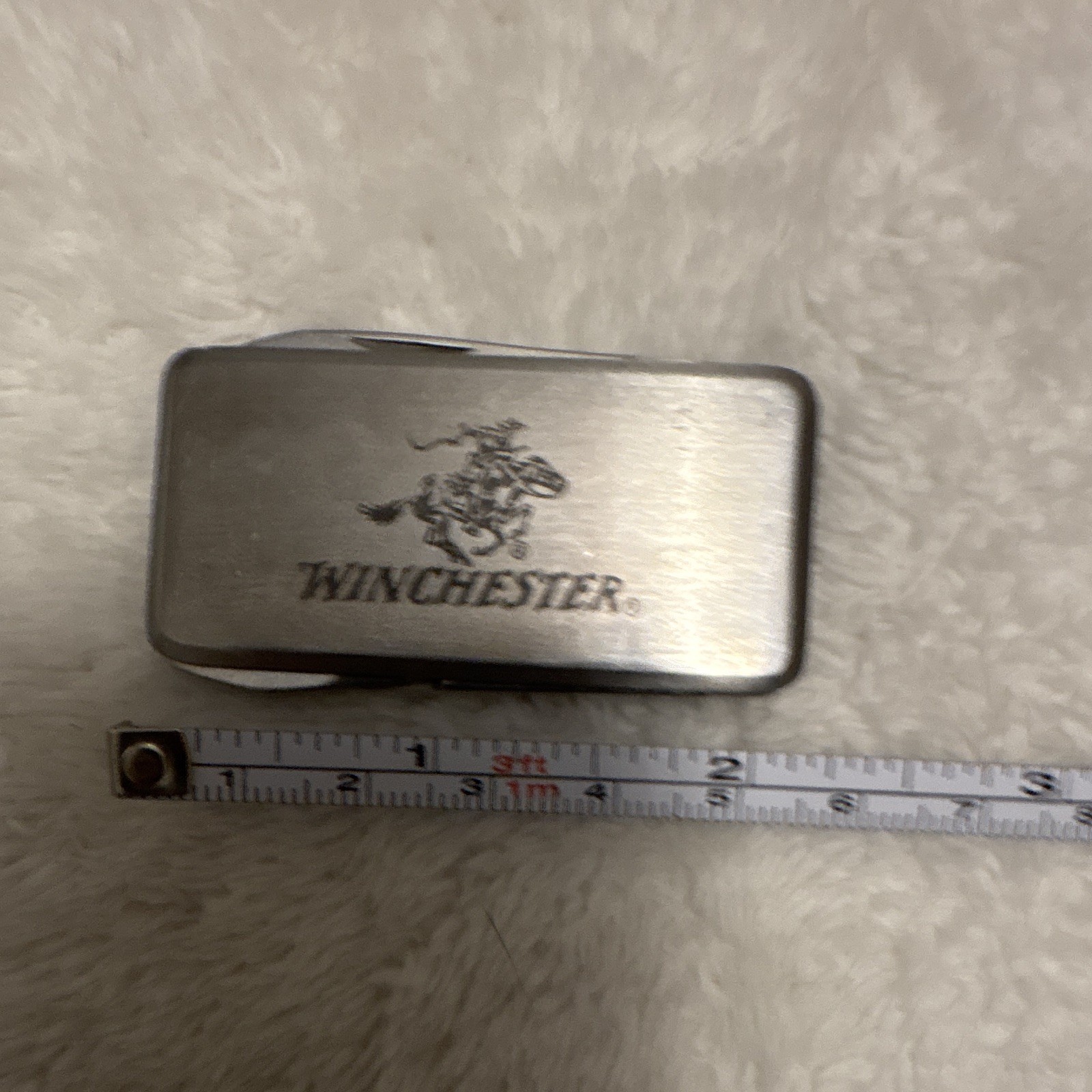 Money Clip Winchester 3-in-1 Folding MultiTool Knife Scissors File Silver