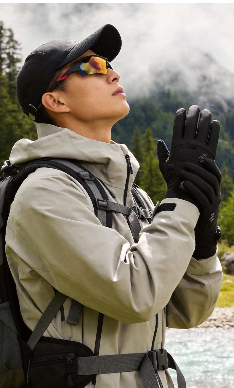 Button style windproof and cold proof outdoor hiking and cycling warm gloves